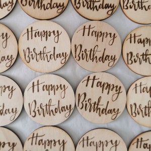 Feliz cumpleaños pastel topper etiqueta de madera Etiqueta de madera imagen 1