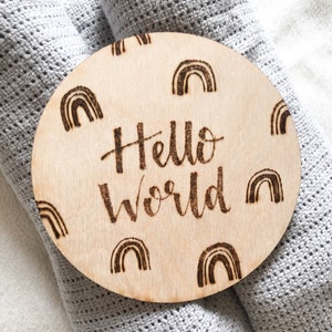 Hello World baby announcement card log slice new baby baby gift image 2