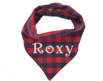 Personalised Dog Bandana: Custom Embroidered Name, Cotton Pet Bandana UK