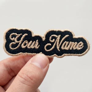 Gold & Black Name Patch: Custom Embroidered Font, Personalised Iron-On UK