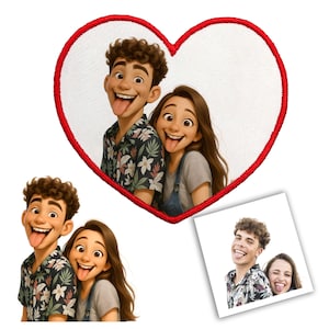 3D Cartoon Photo Patch - Personalisierbares animiertes Porträt, personalisiertes gesticktes Fotogeschenkpatch