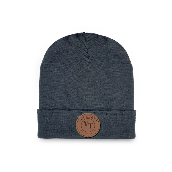 Bonnet en cuir personnalisé | Bonnet personnalisé | bonnet à empiècements en cuir | Bonnet avec logo personnalisé | bonnet personnalisé | Bonnet d'hiver personnalisé