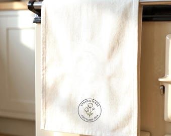 Tea Towel for a Cotton Anniversary, Embroidered with Your Names and Date