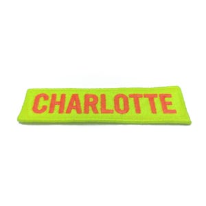 Embroidered Name Tag Patch in Neon Colours – Custom Iron-On or Sew-On Name Badge
