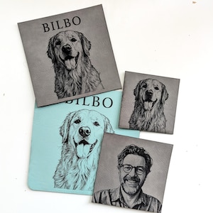 Custom Leather Patch: Personalised Logo, Text or Portrait Engraved from Photo UK