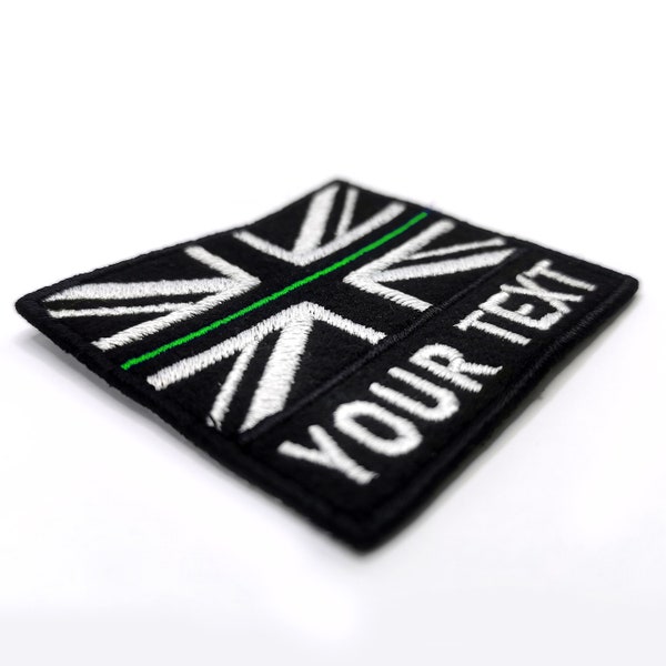 Custom name British Flag Patch, Personalised Tactical Patch, Black & White UK Flag Embroidered Appliques, Union Jack Patches