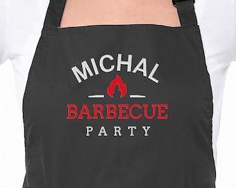 Embroidered Custom BBQ Apron - Personalised Unisex Cooking Chef Apron for Barbeque with Embroidery