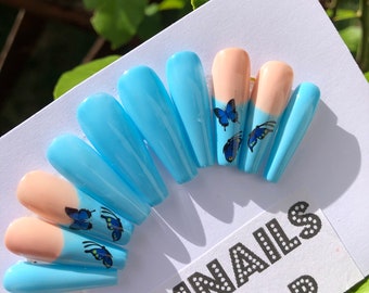 Blau Acryl Nagel Etsy