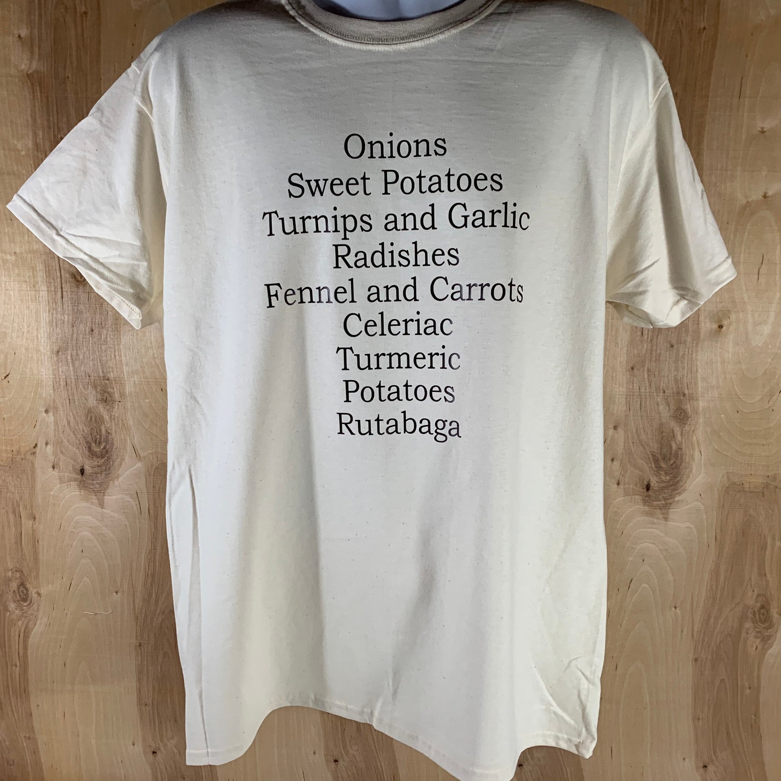 t shirt with vegetables