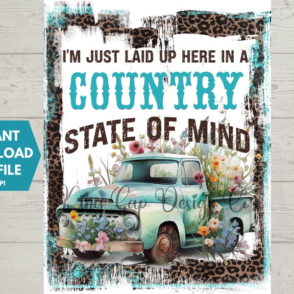Country State Of Mind|Hank Junior Lyrics|Country Music PNG|sublimation| Instant Digital Download|T-shirt PNG File|T-Shirt Design|Vintage