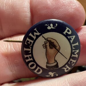 Palmer Method Pinback Button, The Palmer Method Merit Button c.1920