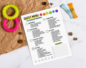 chore chart husband and wife Detailed Chore List | Quest Menu Chore List | Laminated Chore Chart | ADHD Chore List | Daily Planner For All Ages | Activity List