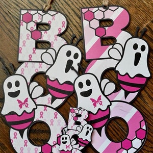 Breast Cancer Door Hanger, Ghost Boo Bees Door Hanger, Front Door Hanger, Door Sign for Awareness, Door Hanger Ideas, Walls Hanging Decor