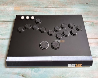 Leverless Arcade Controller for PC PS4 Nintendo Switch, All Button Fight Controller with Acrylic Panel, Wrist Rest Fighting Game Controller