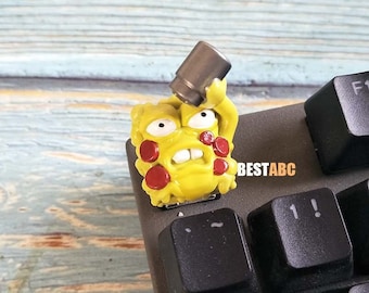 Pizza keycaps,Anime Keycap,Cool Artisan Keycaps For Mechanical Keyboard,Handmade Keycaps,Gifts For Men,Cute Gamer Gift