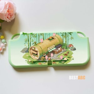 Japanese Bamboo House Rabbit Switch 2 Case, Custom Cute Forest Animal Console Cover, Personalized Dockable Shell for Switch OLED Lite