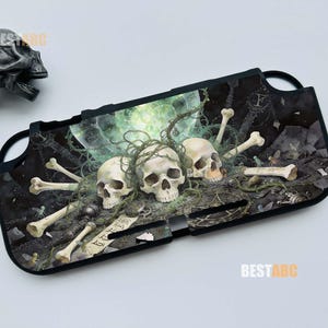 Skull Switch 2 Case, Custom Black Gothic Steampunk Console Cover, Personalized Dockable Shell for Switch OLED Lite,Gifts For Men