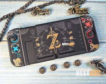 Dockable Nintendo Switch Case,Nintendo Switch Oled Case, Black Gold Nintendo Switch 2 Case Shell Protector Cover Case,Gifts For Him