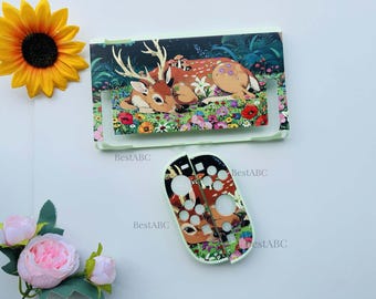 Forest Deer Mushroom Switch 2 Case, Custom Woodland Floral Console Cover, Personalized Dockable Shell for Switch OLED Lite, Gifts for Gamer