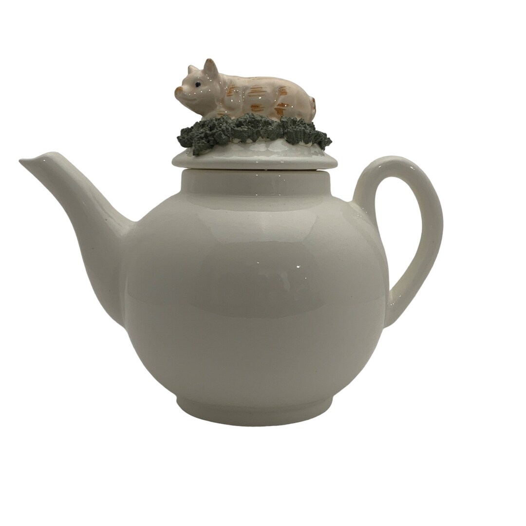 Vintage Seymour Mann Ceramic Pig Teapot Pink Pig on Green Etsy