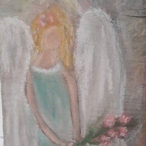 Guardian angel, angel on wood, angel turquoise, wooden angel, angel energy, energy image, wooden image angel,
