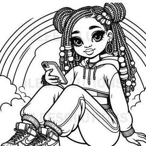 Página para colorear/diseño de Sip/Paint: "Niña pequeña/Fiesta" - Lista para imprimir - PNG - SVG - Descarga digital - #getpressed #jleesolutions