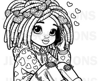 Sip/paint Design /coloring Page little Girl / Party Ready to Print PNG