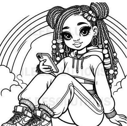 Sip/paint Design /coloring Page - "little Girl / Party" - Ready to