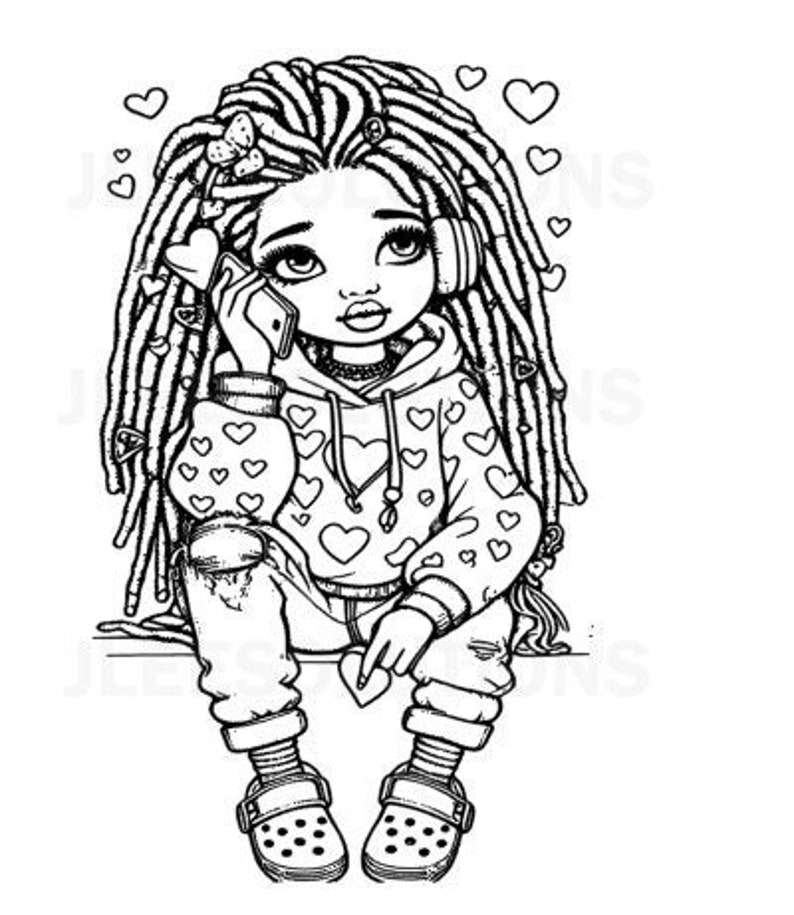 Sip/paint Design /coloring Page - "little Girl-3/ Party" - Ready to