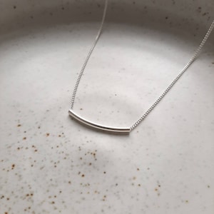 Minimalist sterling silver bar necklace, simple silver necklace, silver jewellery, dainty silver necklace, silver tube, everyday necklace