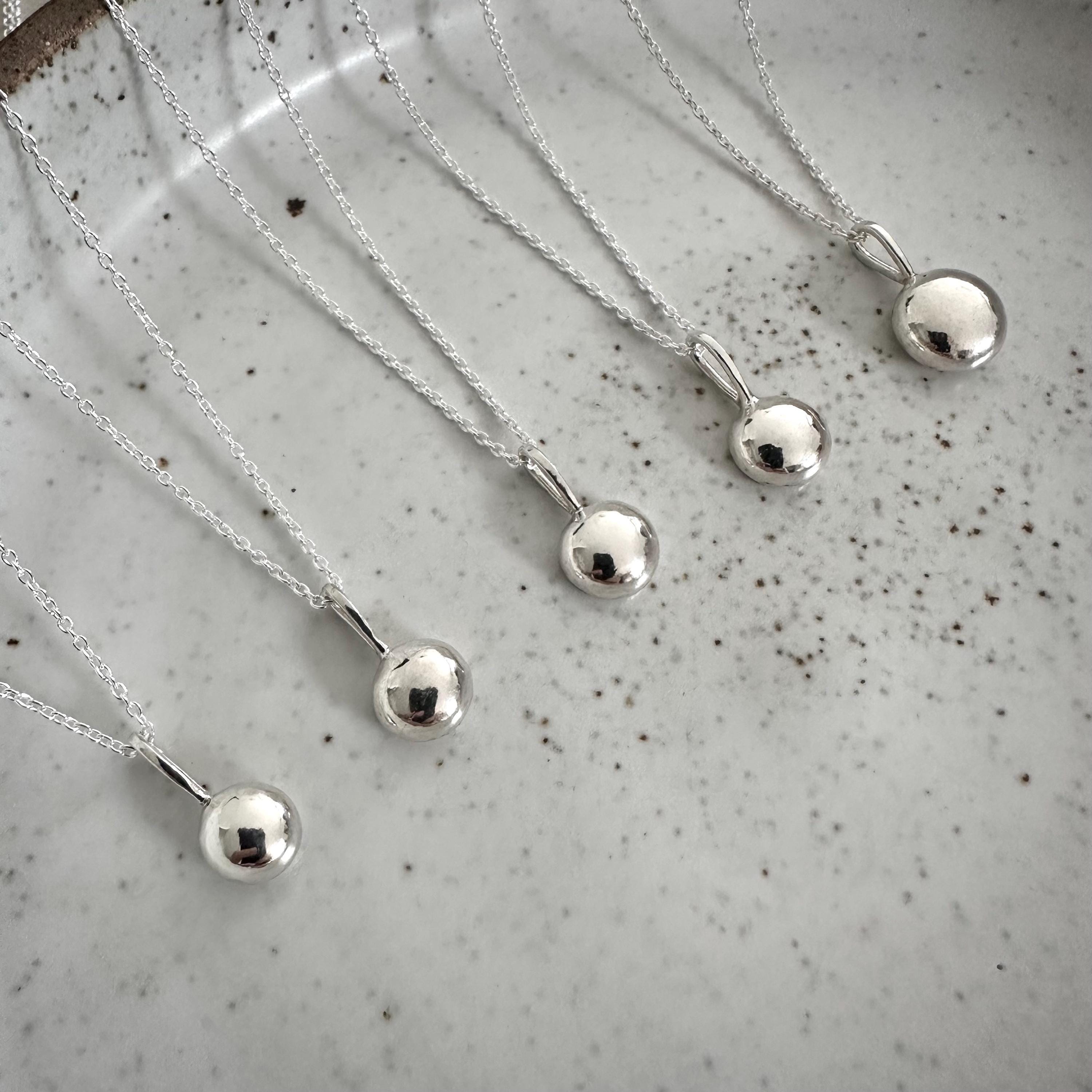 Recycled silver pebble necklace, solid silver pendant, silver drop necklace, simple necklace, gift for her, modern necklace, handmade