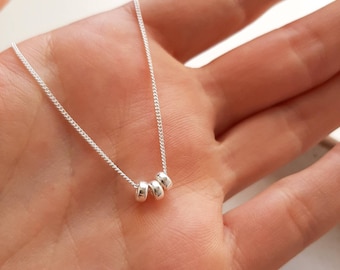 Minimalist sterling silver necklace, simple silver necklace, silver jewellery, dainty silver necklace, bead necklace, everyday necklace