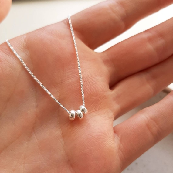 Minimalist Sterling Silver Necklace Simple Silver Necklace Silver Jewellery Dainty Silver Necklace Bead Necklace Everyday Necklace Etsy