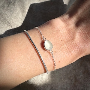Dainty Sea Glass Bracelet | Recycled Sterling Silver, Seaham Beach