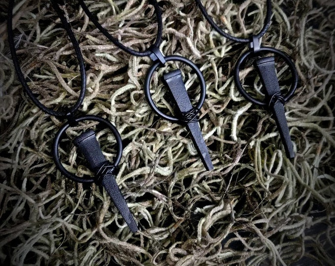 Antique Coffin Nail Earrings With Natural Pagan Jewelry