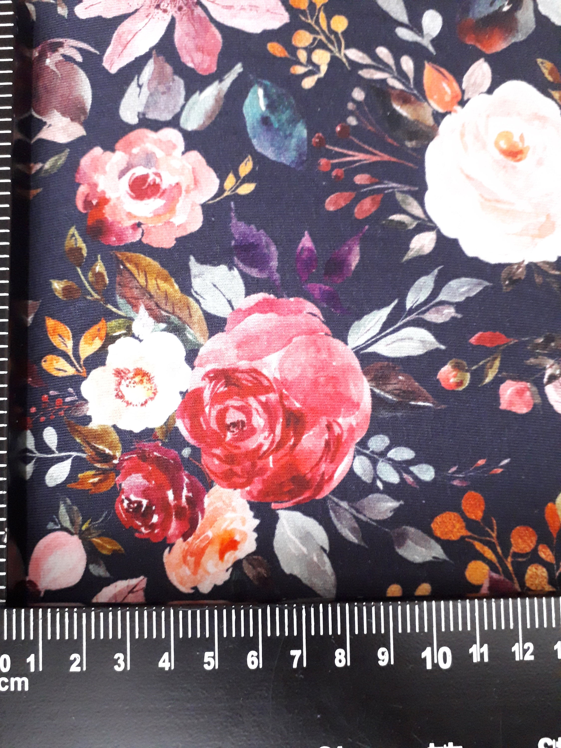 Organic floral Cotton Jersey fabric craft dressmaking Etsy