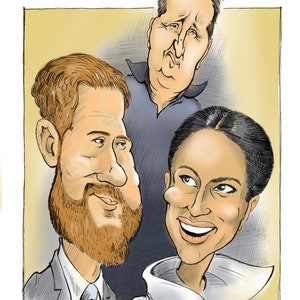 Custom Caricature of 3 - Portrait of your family, friends, pets, etc.