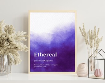 PURPLE Ethereal Watercolor Dictionary Poster Print