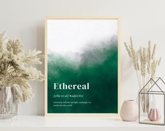 GREEN Ethereal Watercolor Dictionary Poster Print