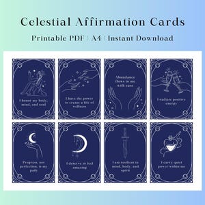 32 carte di affermazione celeste stampabili uniche