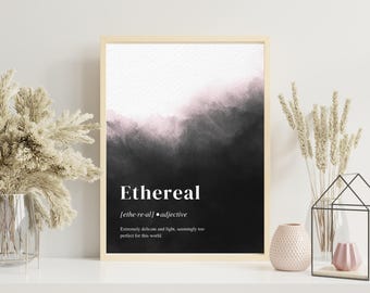 INKY BLACK Ethereal Watercolor Dictionary Poster Print