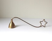 Vintage Solid Brass Candle Snuffer, Star Detailed Handle, Patina, Romantic Styling, Staging Decor, Elegant Candle Snuff Dining Farmhouse
