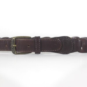 33 à 36 pouces vintage cuir marron foncé grosse ceinture à maillons serpent boucle en laiton tressé Nevada
