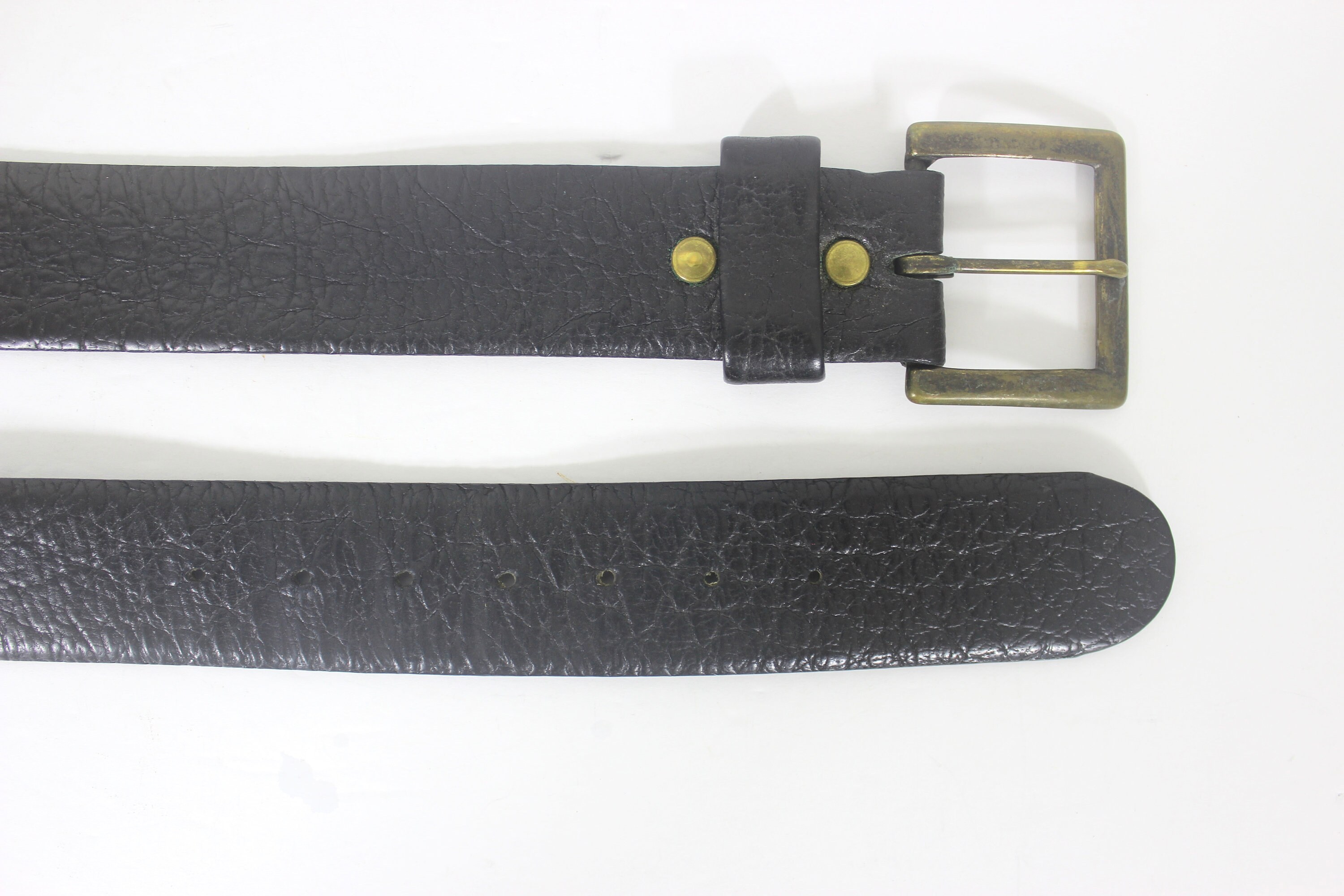 1940's-50's 35”-40” Vintage Wide Black Textured Leather Belt 1940's-50's 35”-40” Vintage Wide Black Textured Leather Belt