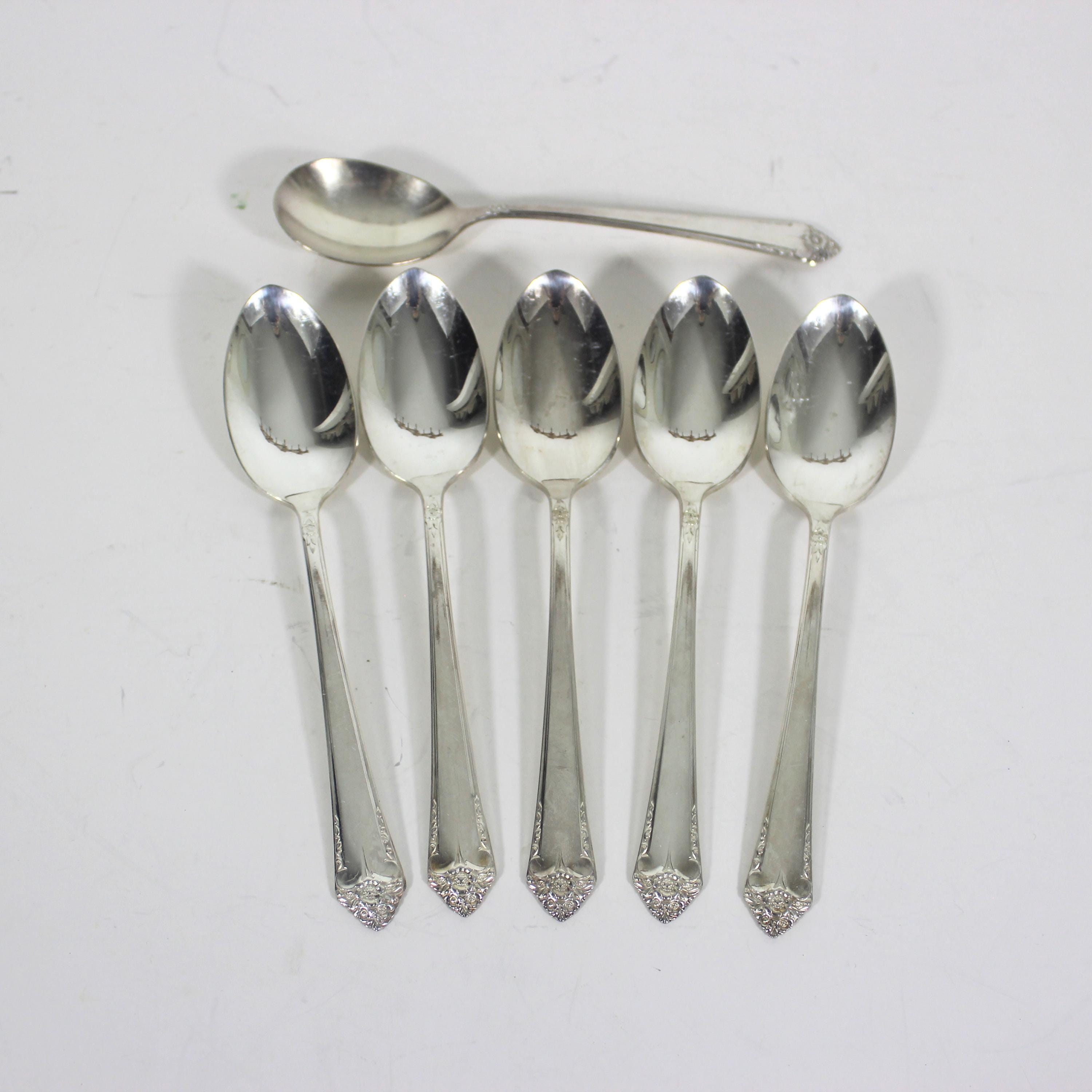 1950 Starlight Set of 5 Vintage Silver Tea Spoons Plus Sugar Spoon