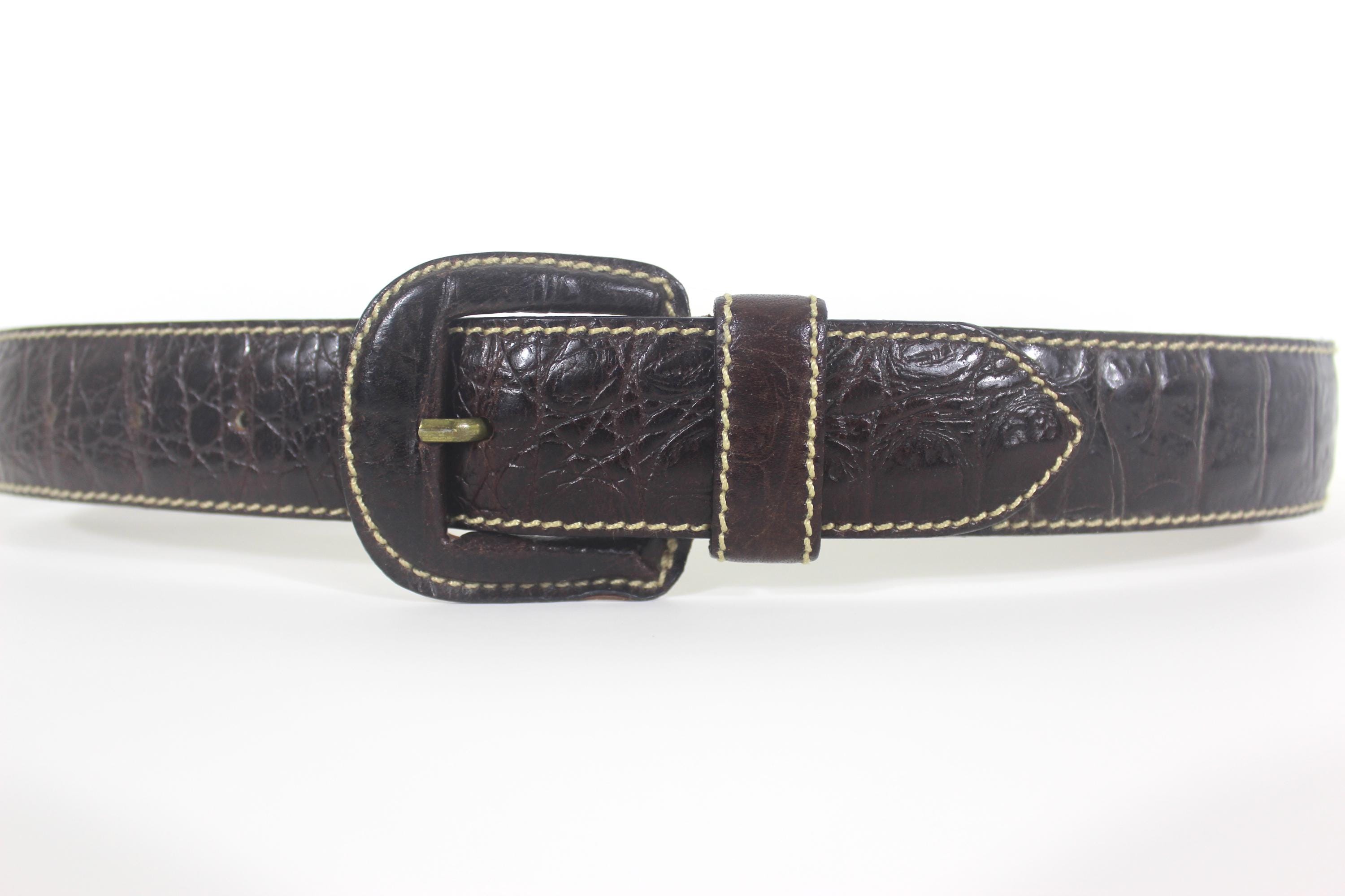 Croc Embossed Genuine Leather Made in Italy Belt Genuine Italian Calfskin Alligator Embossed Leather Belt 1-1  main image 3