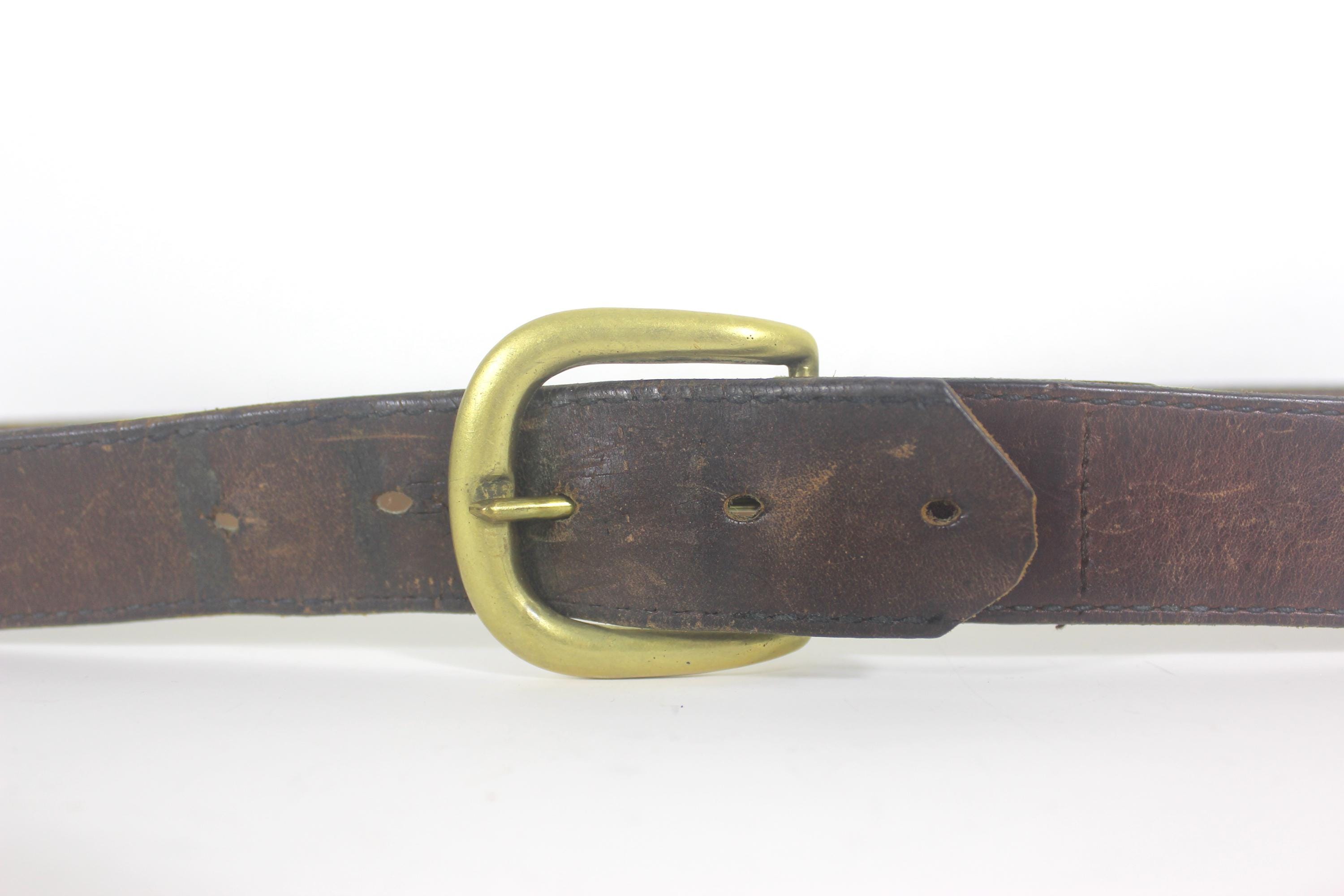 35”-38” Vintage Natural Brown Thick Leather Work Belt Tan  display picture 3