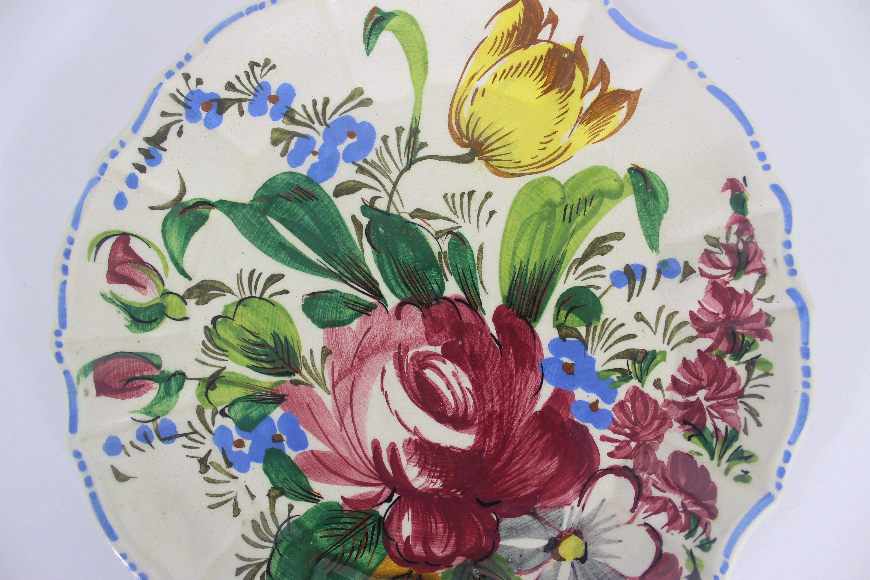 1930's 8” Italian Renaissance Revival Nove Rose Hand Painted