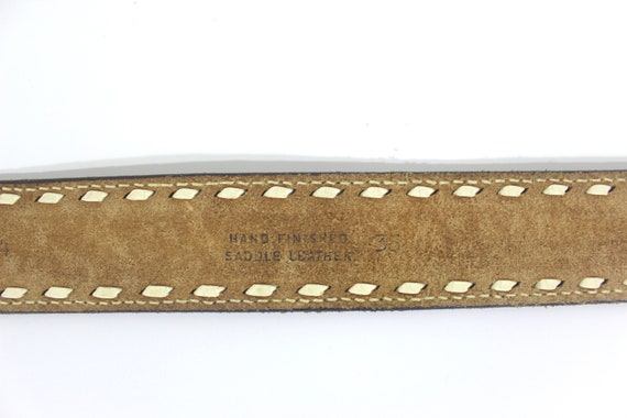 34”-41” Leather Fish Belt Tooled Leather, Tan Wes… - image 8