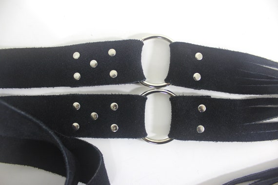 Vintage Black Suede Leather Tie Belt with Silver … - image 7